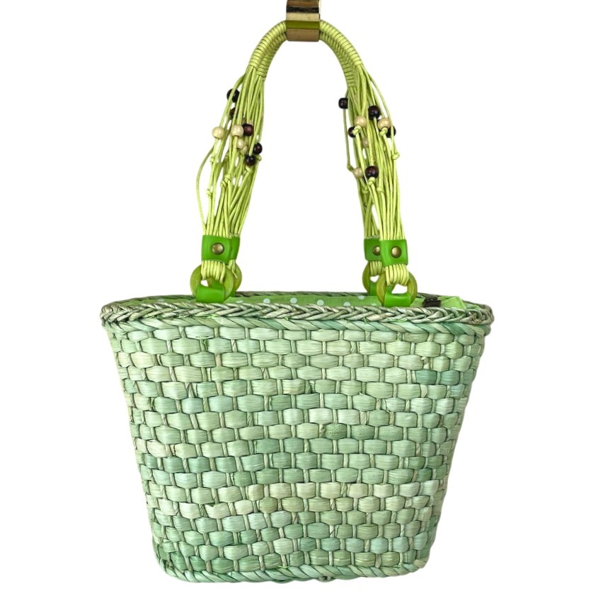 Sunnsand Straw Handbag Lime Green Raffia Resortcore Coastal Vacation Beach Purse